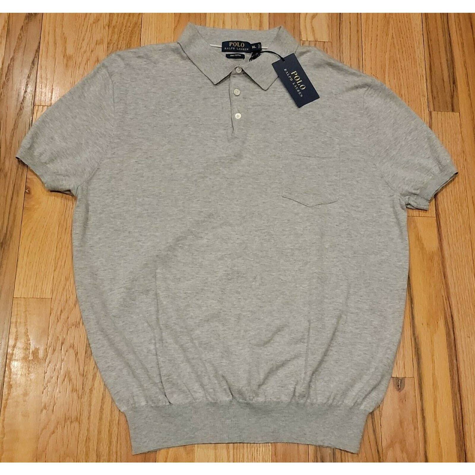 Polo Ralph Lauren Mens Lightweight Pima Cotton Short Sleeve Sweater Gray Size XL