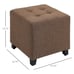 Tufted Ottoman Linen-Touch Fabric Upholstered Footrest Stool-AO