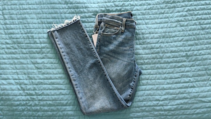 168 Joe's Jeans The Lara Mid Rise Hem Ankle Cigarette Stretch Bonsai Size 26