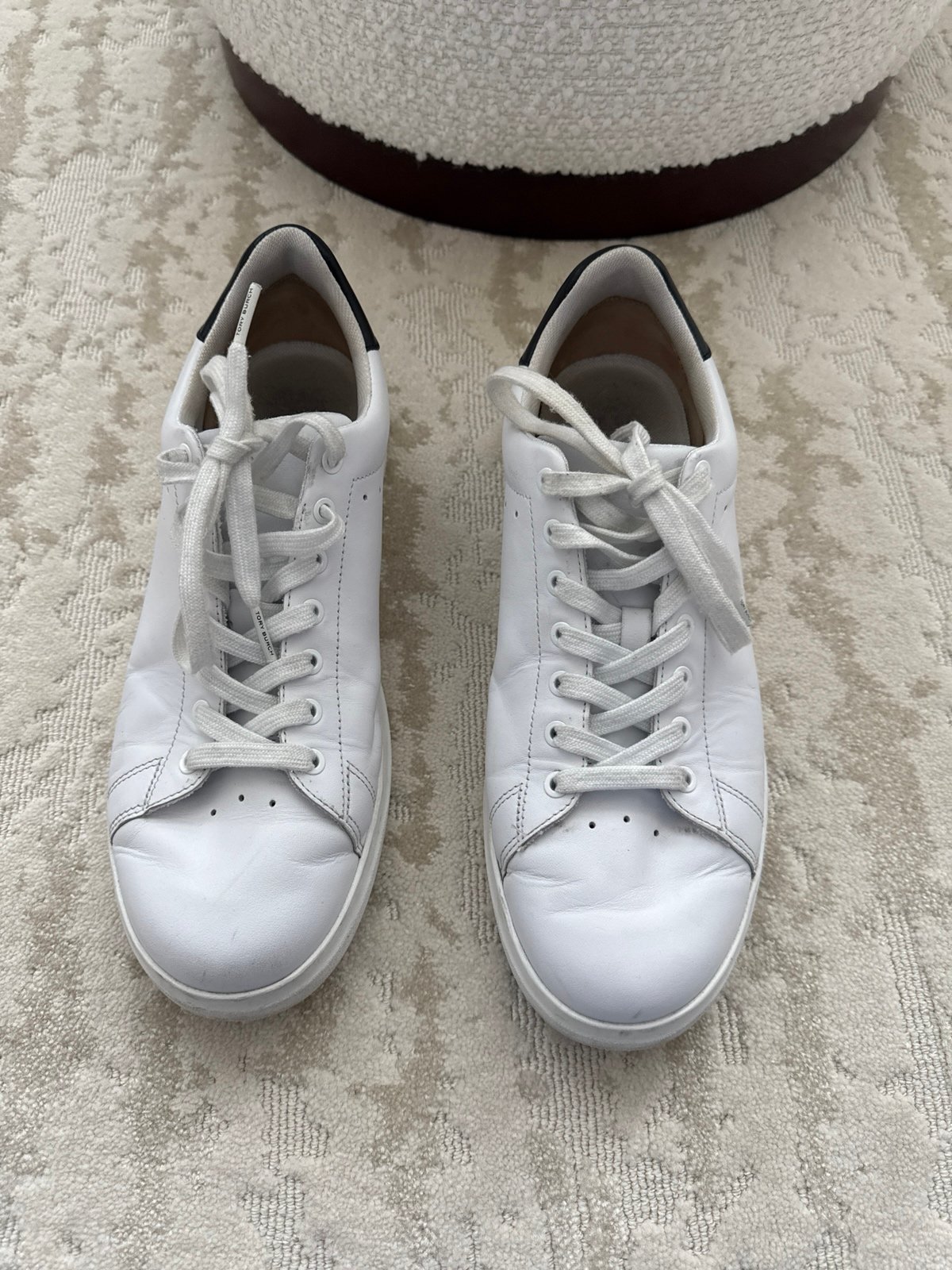 Tory Burch Howell Court Sneaker White & Navy - Size 10.5