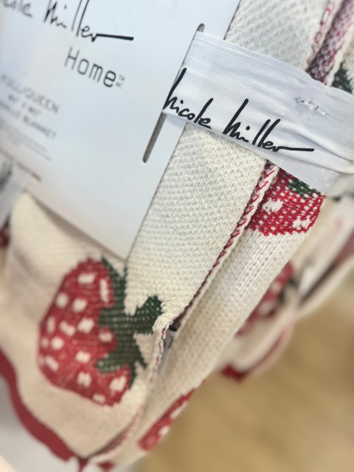 Nicole miller strawberries queen chenille blanket