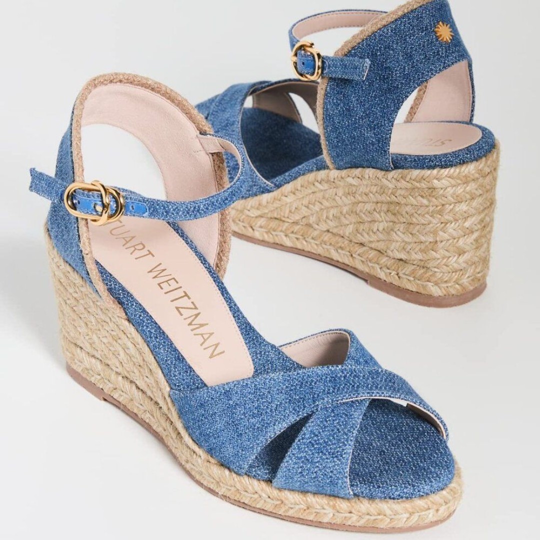 Stuart Weitzman Mirela Denim Espadrille Wedge Sandal