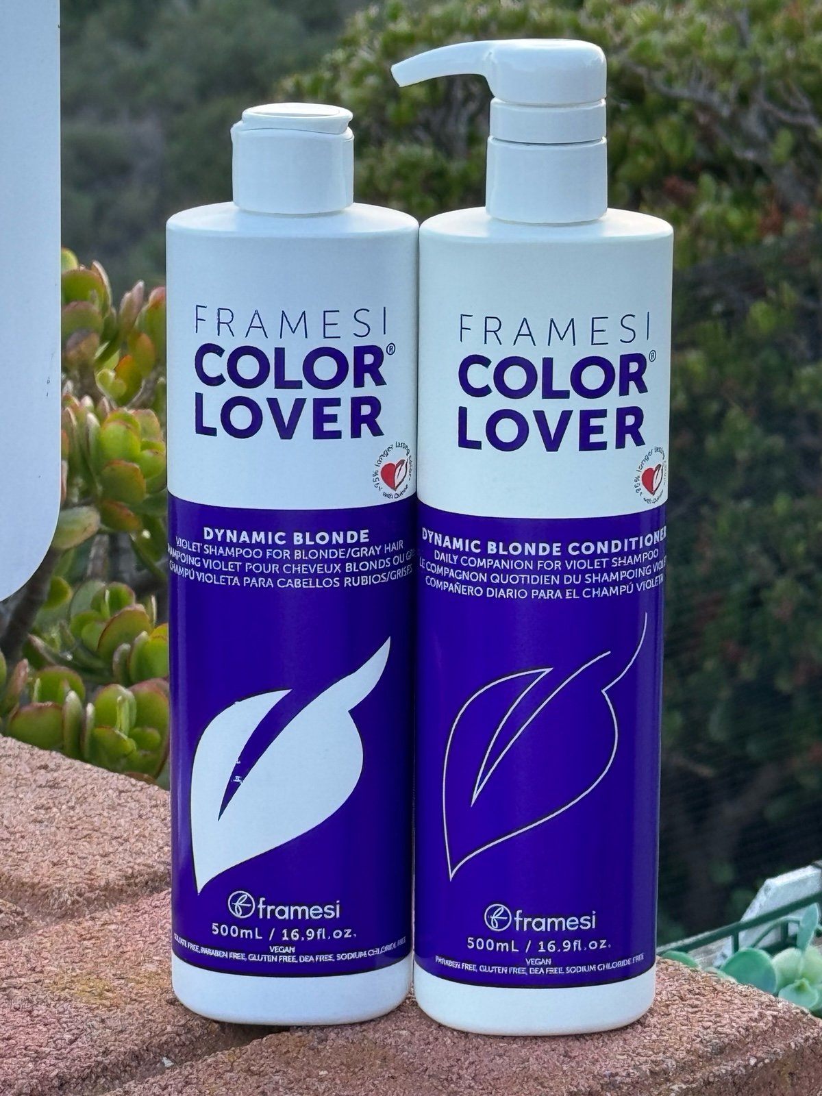 Framesi Color Lover Dynamic Blonde Purple Shampoo and Conditioner Set, 16.9 fl o