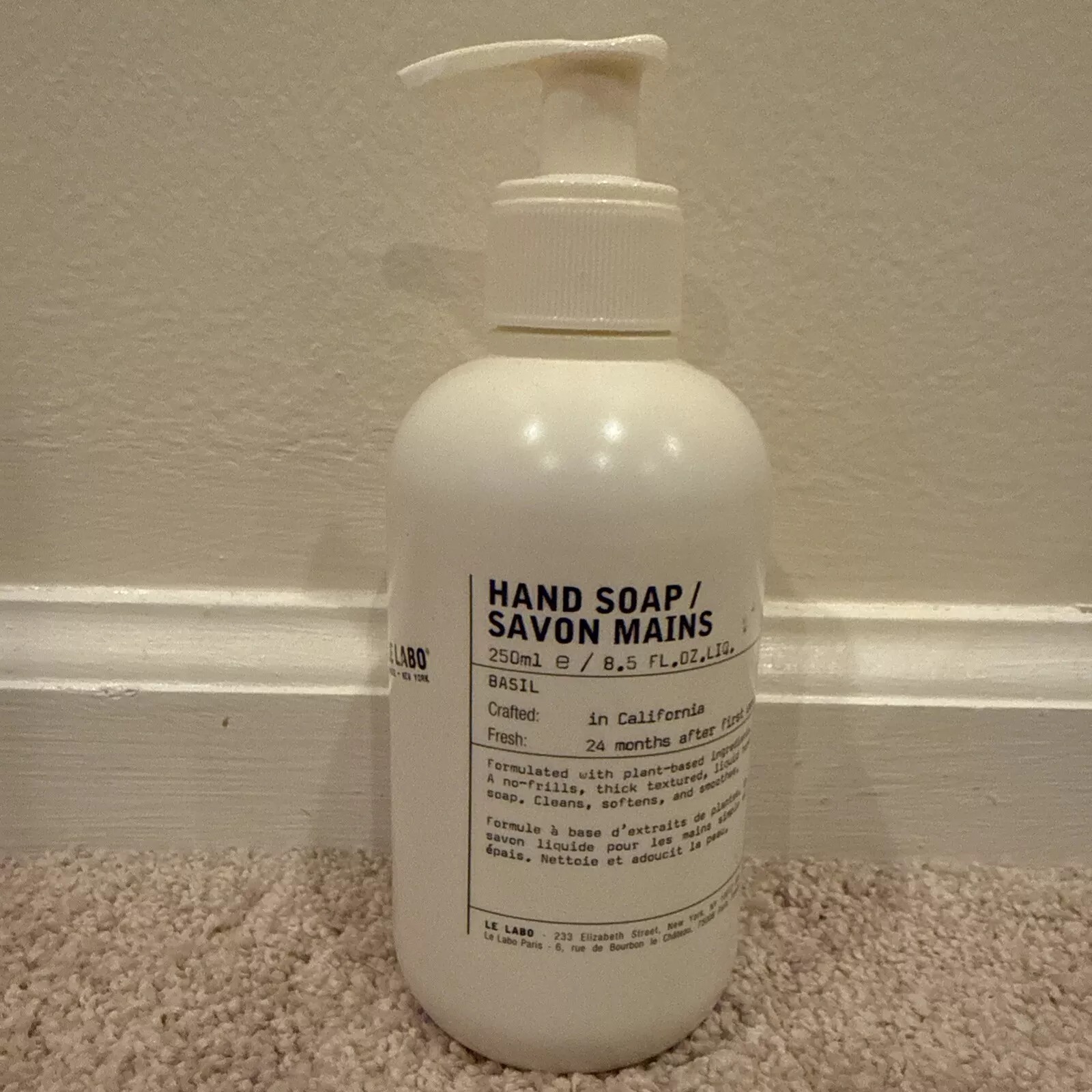 Le Labo Hand Soap #Basil 8.5 oz / 250 ml New