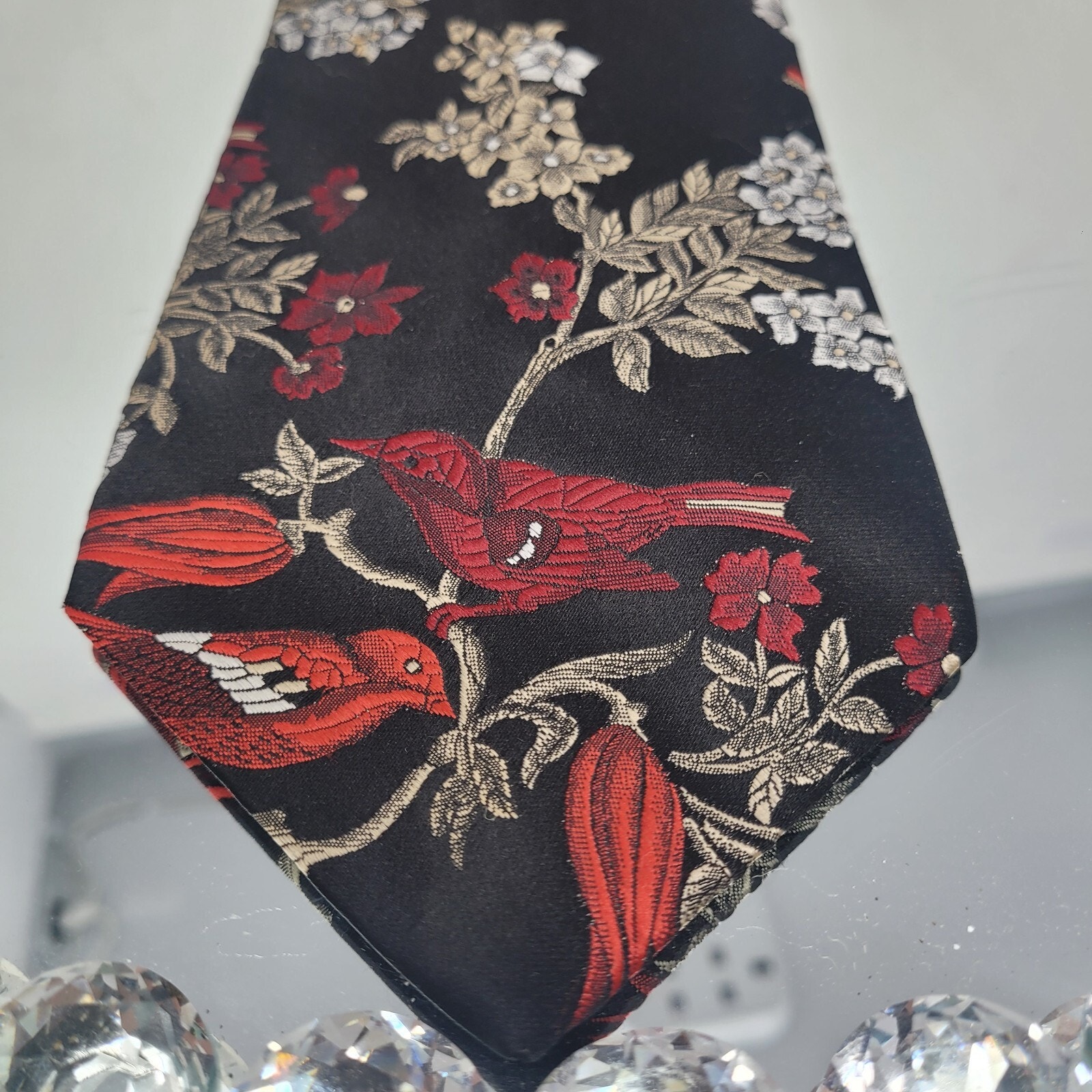 Don Loper VTG 60s 70s Red Bird Cardinal Song Flowering Tree Neck Tie 57 x 4.25