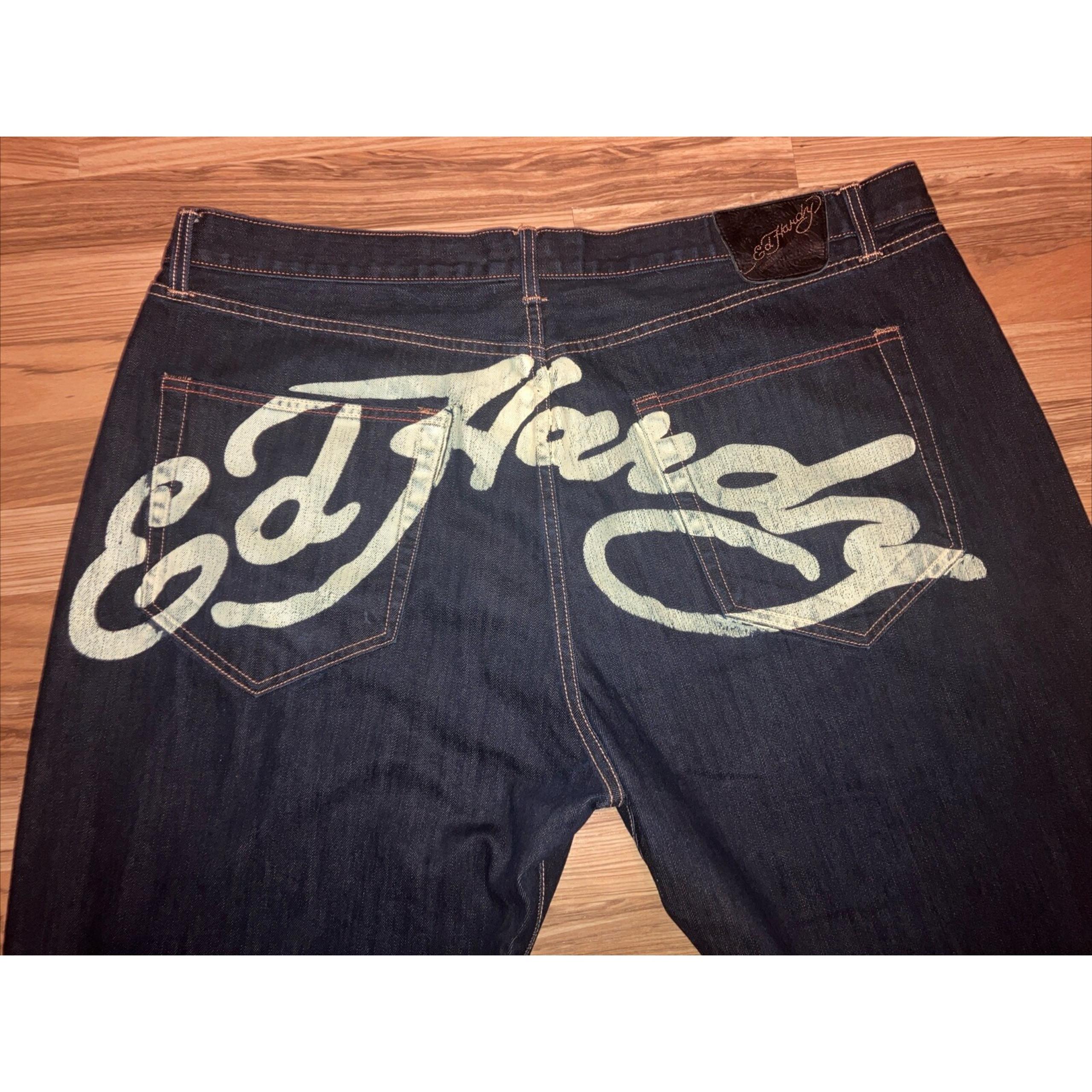 Vtg Y2K Ed Hardy Big Logo Baggy Skater Hip Hop Grunge Jeans VTG Mens Size 48x34