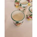 Vintage Juice set of 7 pitcher 9” and 6 cups 3.5” Handpainted Fruit basketweave