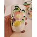 Vintage Juice set of 7 pitcher 9” and 6 cups 3.5” Handpainted Fruit basketweave