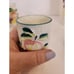 Vintage Juice set of 7 pitcher 9” and 6 cups 3.5” Handpainted Fruit basketweave