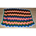VTG Chevron Afghan Blanket LARGE 69X52 Zig Zag Green Black Tan Granny Core Retro