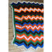 VTG Chevron Afghan Blanket LARGE 69X52 Zig Zag Green Black Tan Granny Core Retro