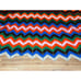 VTG Chevron Afghan Blanket LARGE 69X52 Zig Zag Green Black Tan Granny Core Retro