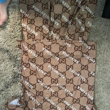 Gucci Balenciaga brown checkered swim outfit