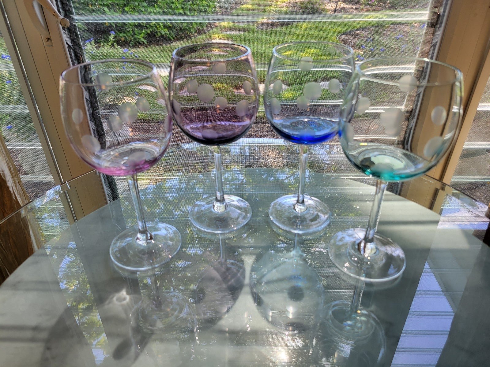 WATERFORD Marquis Collection, 4 crystal goblets with polka dot pattern