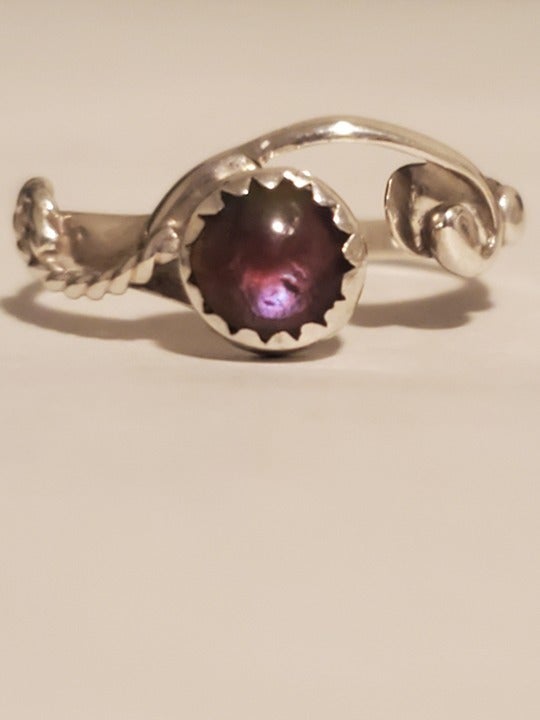 Sz7 estate vintage 925 navajo sterling silver and purple labradorite ring