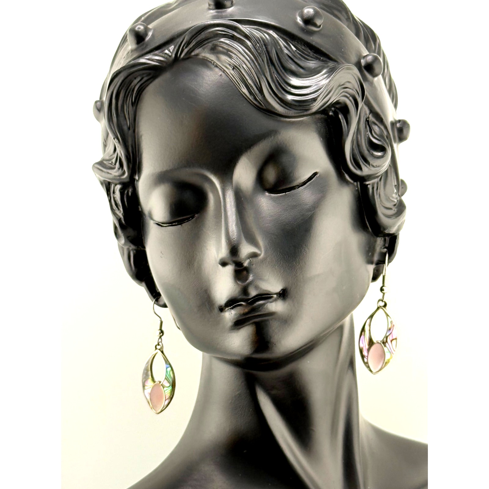 Vintage Alpaca Silver Mexico Abalone Earrings