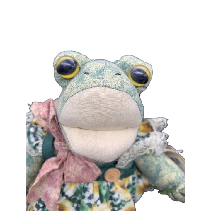 Berkeley Designs 1990 - Plush Frog with Tags, Big Eyes, Sun Flower Country Cutie
