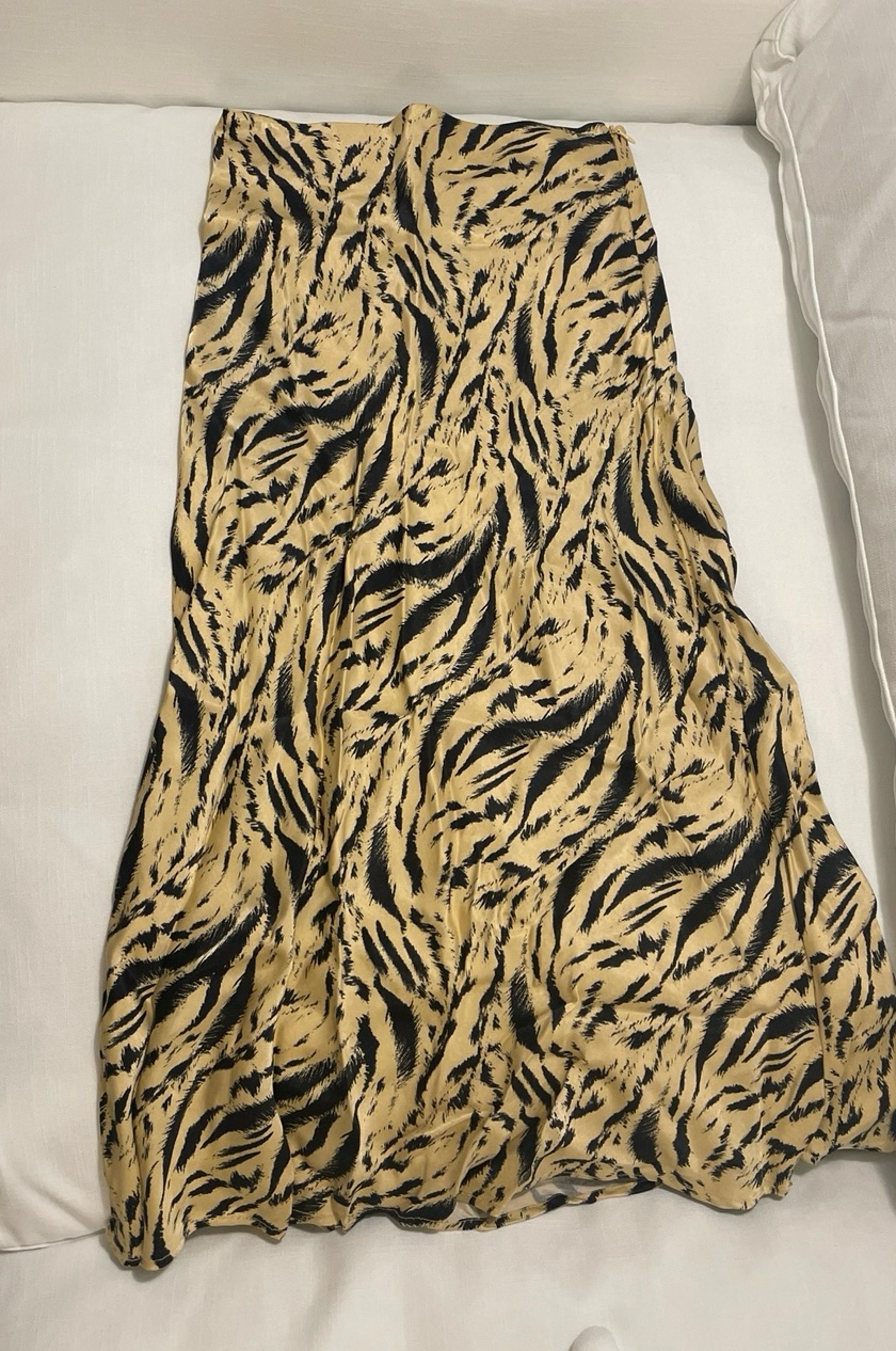 H&M zebra animal print midi silk skirt