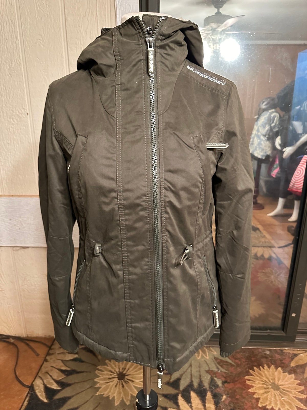 New Superdry Japan Microfibre The Windparka Women's Medium Hoodie Khaki