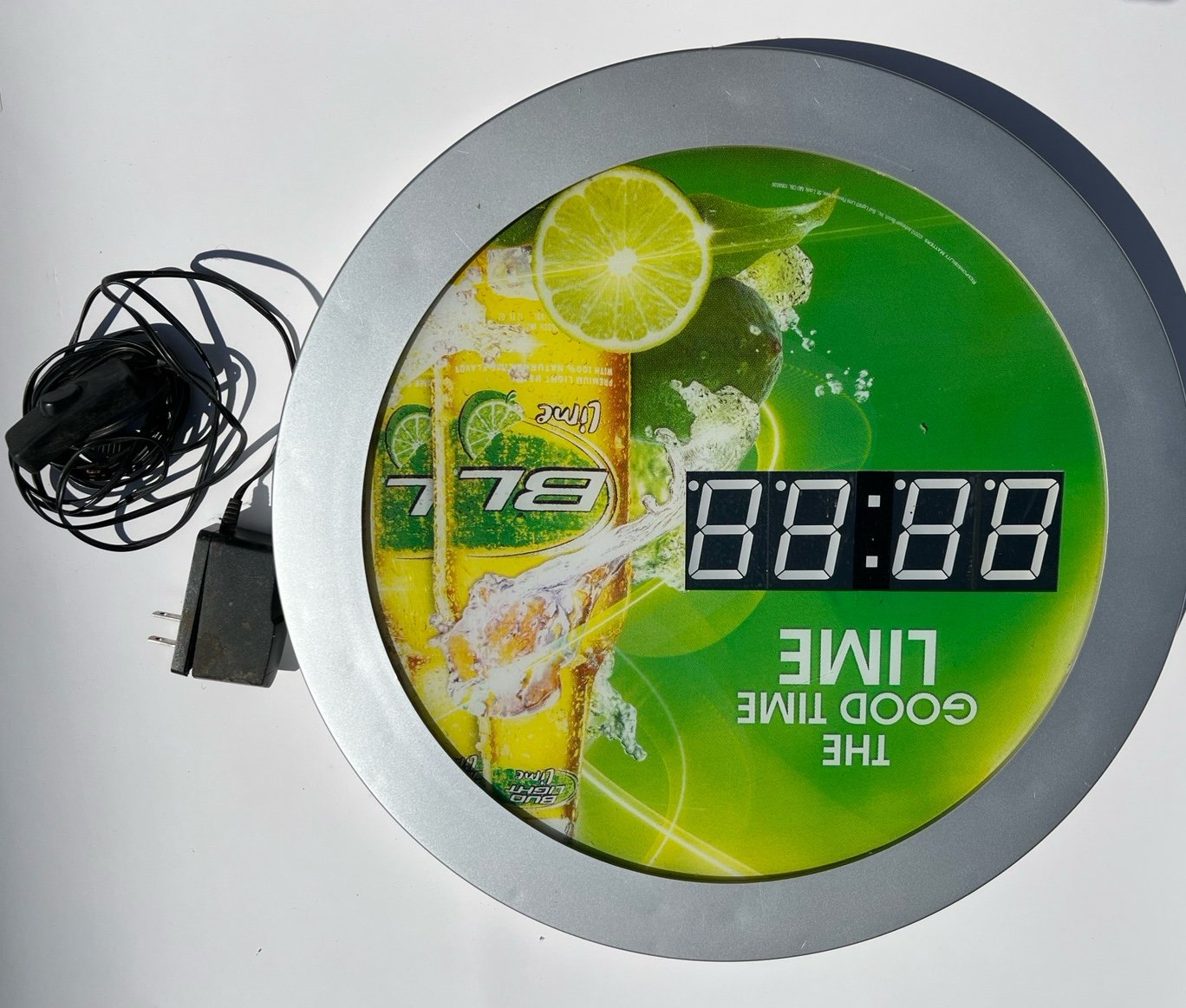 Bud Light Lime Digital Clock 16 in diameter
