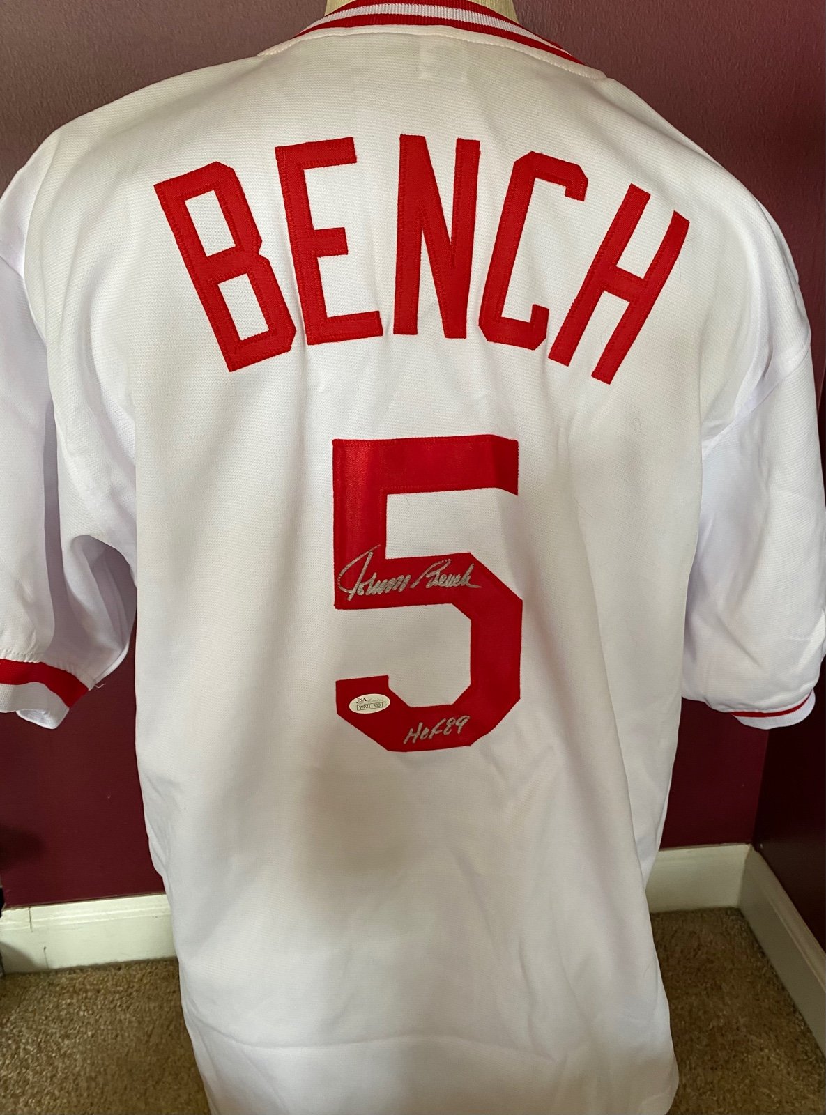 Johnny Bench autographed jersey Cincinnati Reds