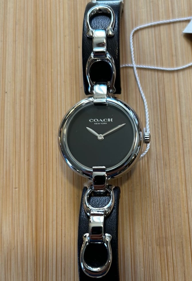 Coach Chrystie Watch With 30mm Black Face With DarkBrown Bangle Bracelet.