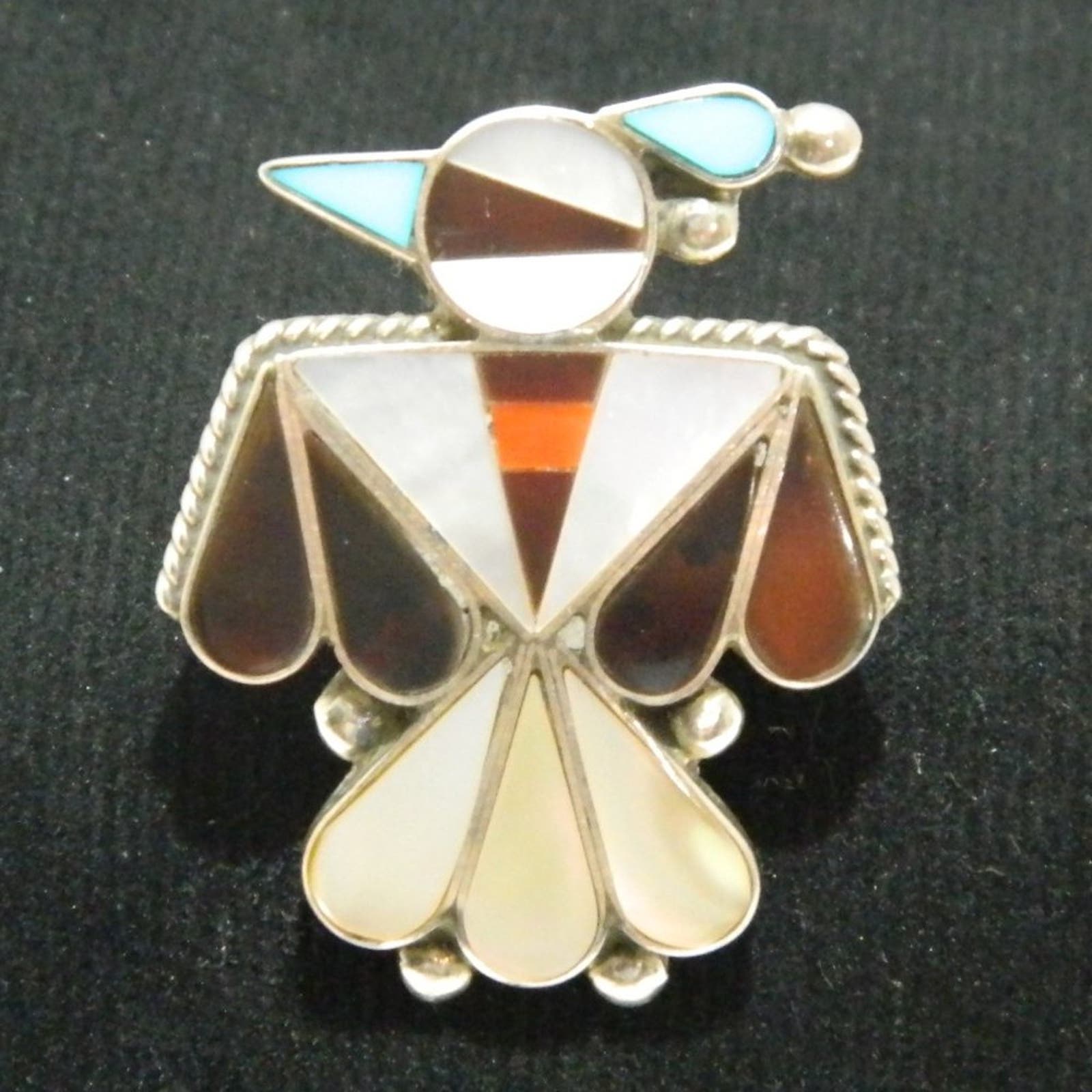 Vintage Native American Zuni Multi-stone inlay Thunderbird pin