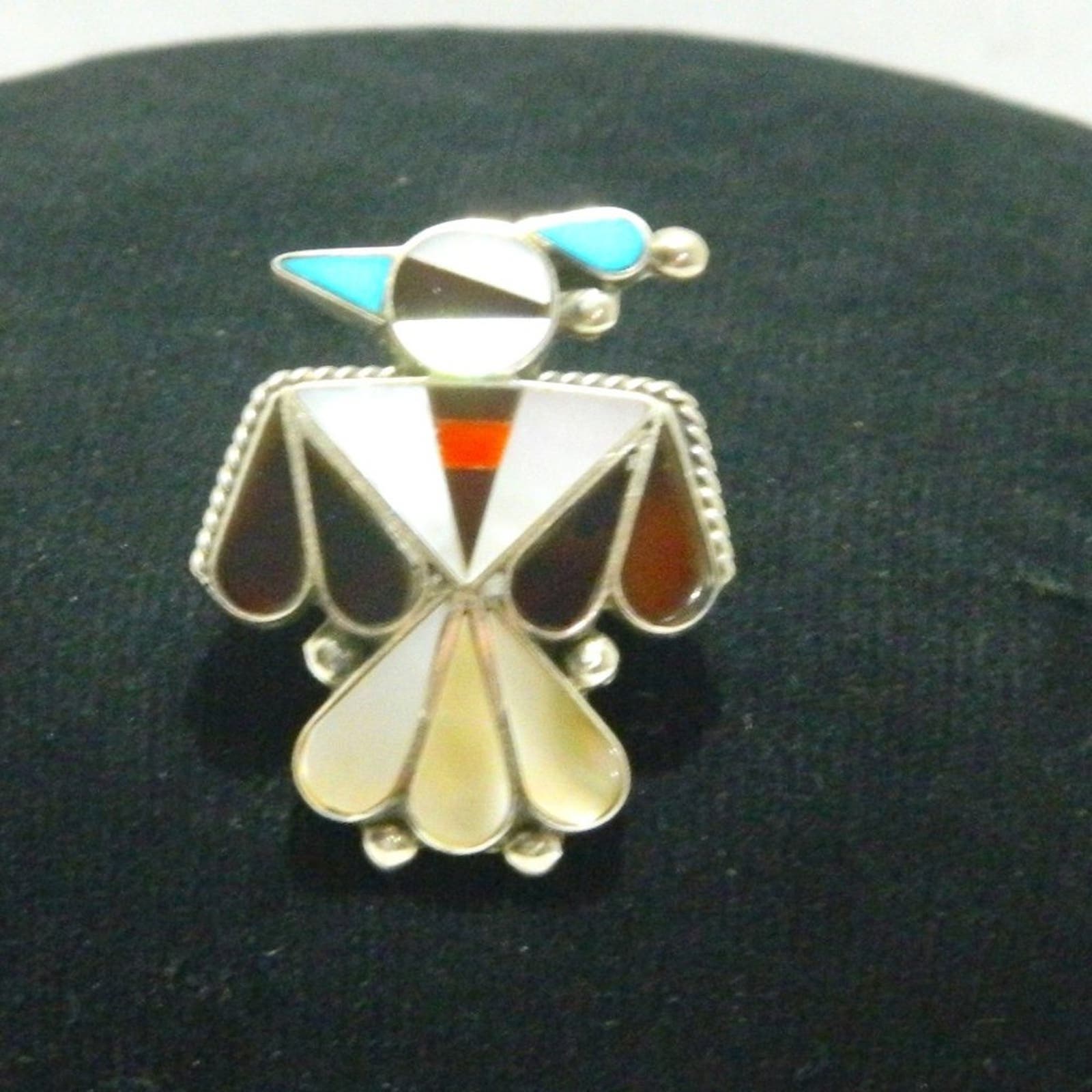 Vintage Native American Zuni Multi-stone inlay Thunderbird pin