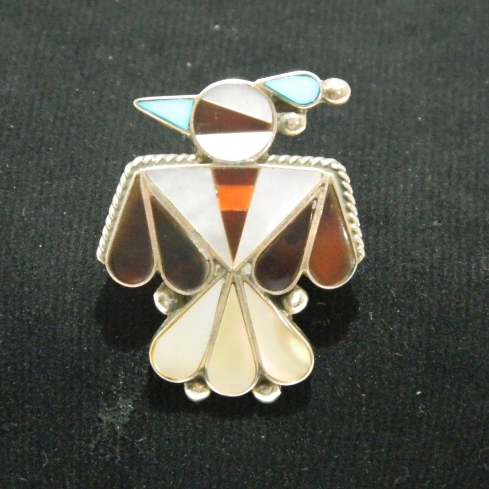 Vintage Native American Zuni Multi-stone inlay Thunderbird pin