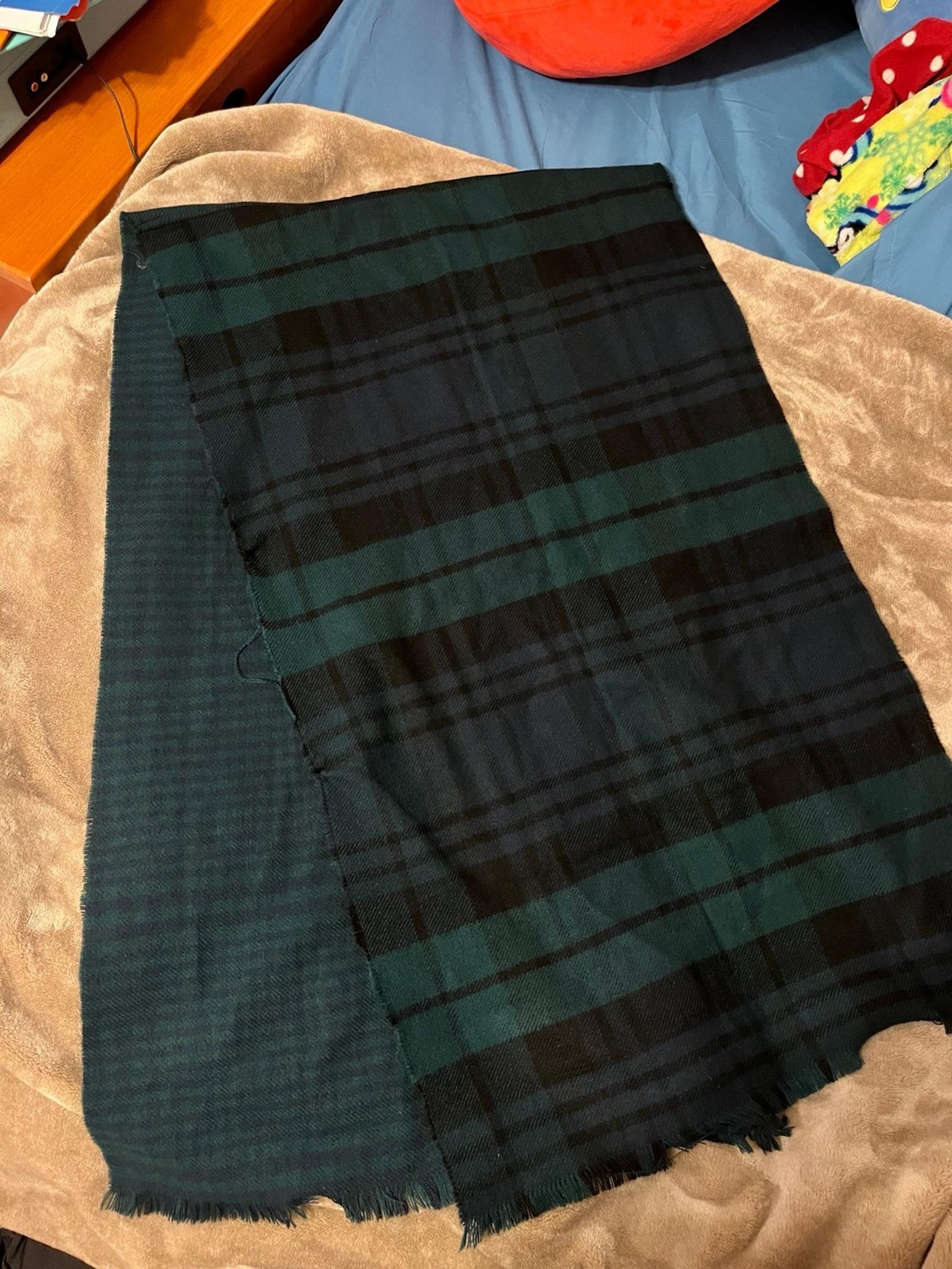 Abercrombie & Fitch Green and Black Plaid Scarf