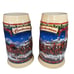 Pair of Budweiser Old Tpwne Holiday Steins Clydesdale Horses in 3D effect 2003