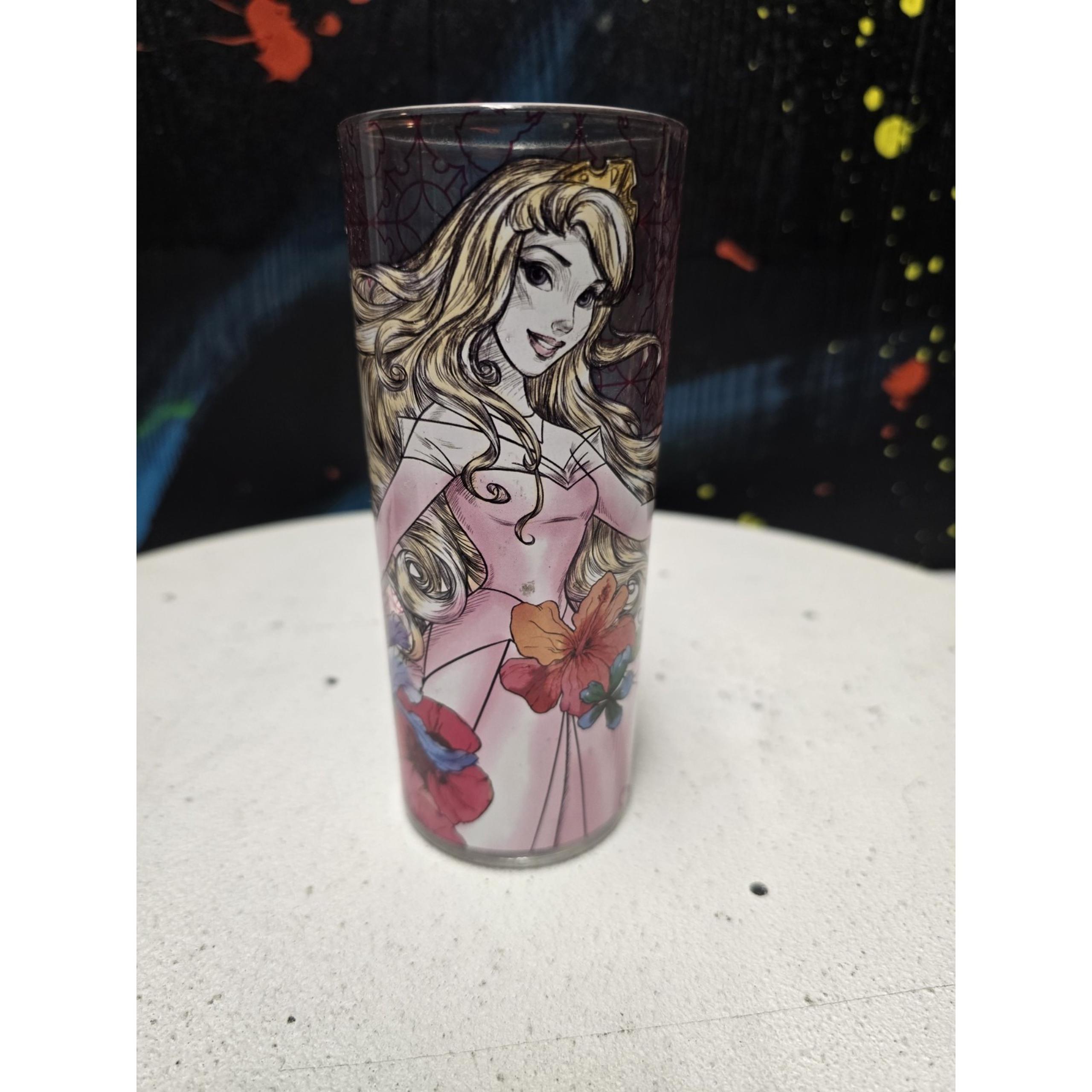 Disney Fashionista Princess Floral Tumbler Glass Silver Buffalo DP110661