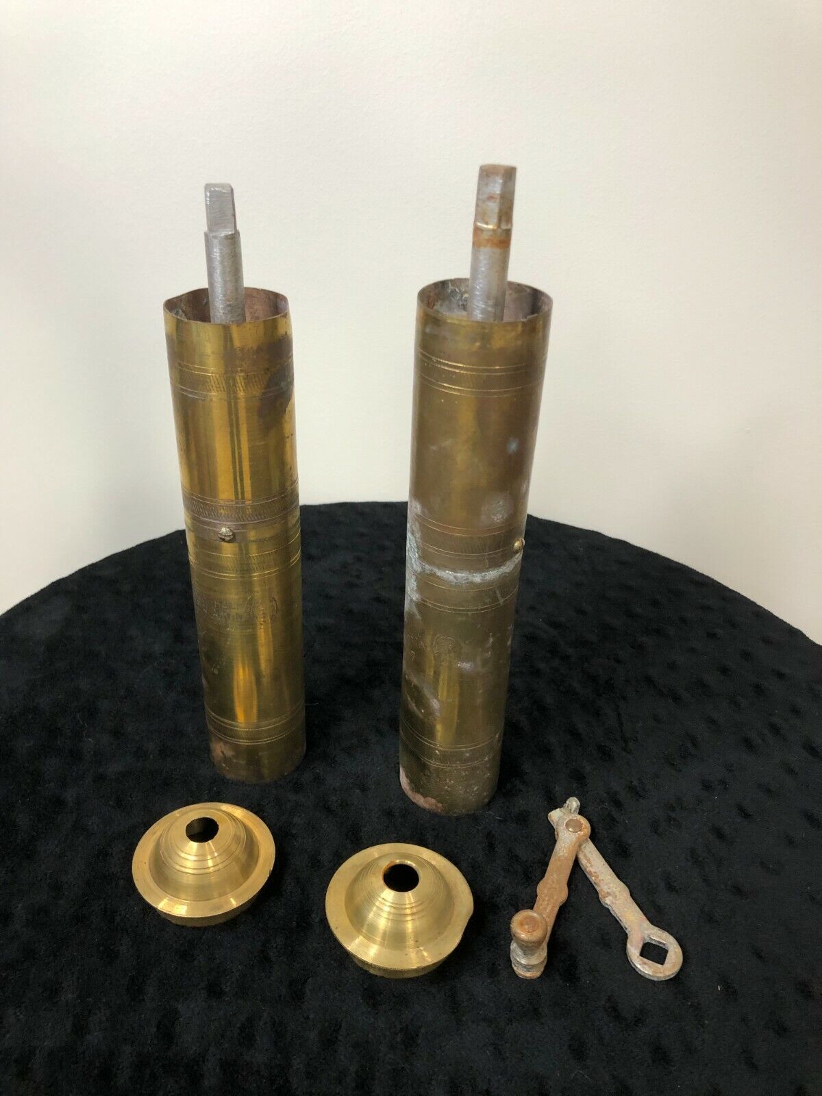 Pair of Antique Haci Artin Brass Turkish Ottoman Coffee Grinders, 10