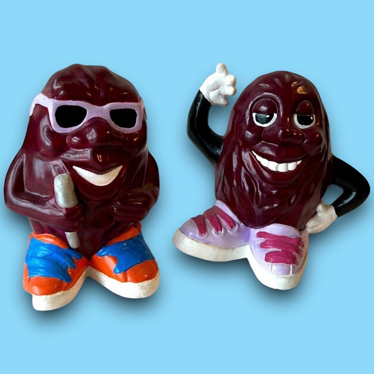 California Raisins Ceramic Figures Vintage Hand Painted Statue Sunglasses 80s