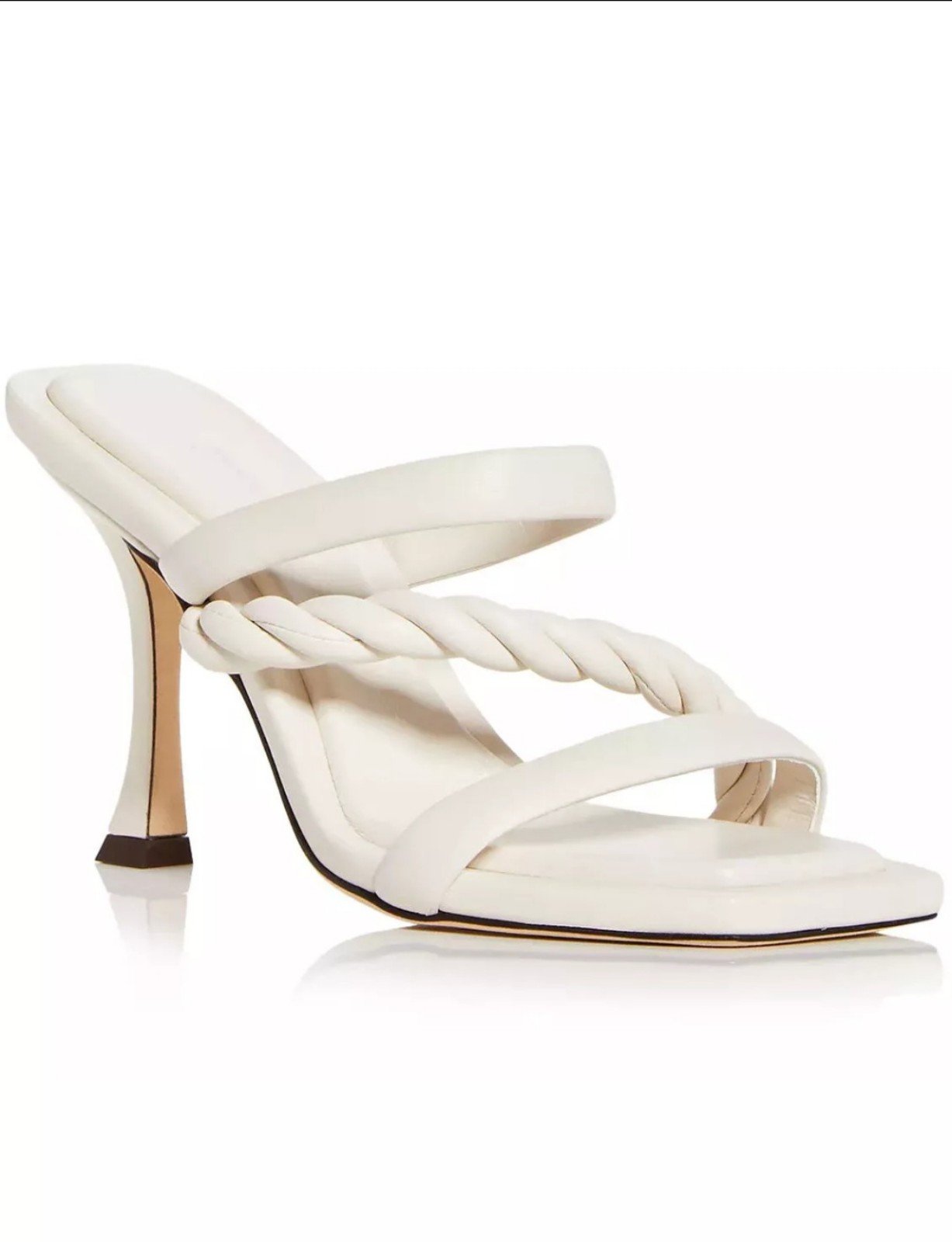 REFORMATION Isabelle Heel Strappy Sandal, Square Toe, white, Size 35