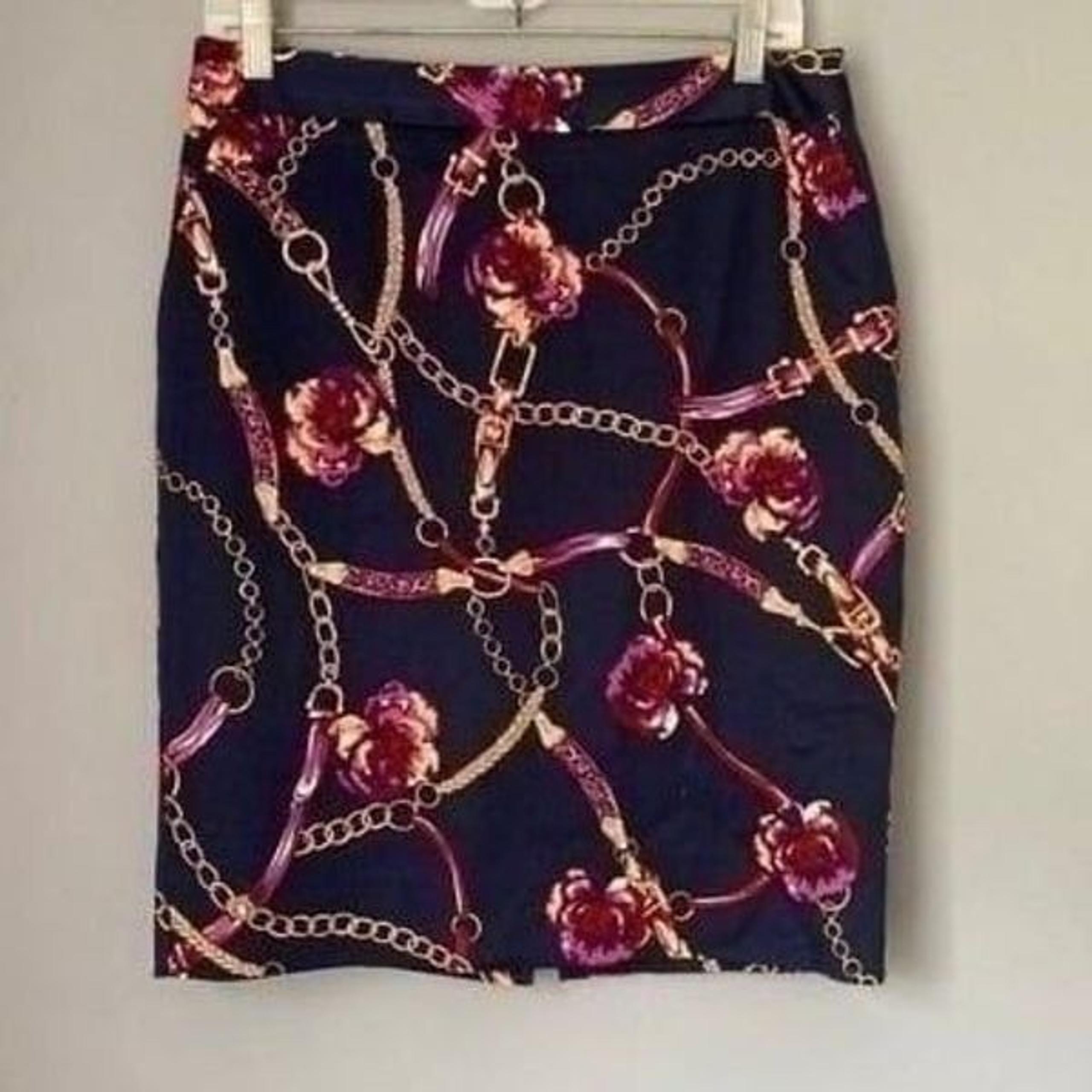 Charter club women's petite pencil skirt chain and Rose stretch cotton knee len