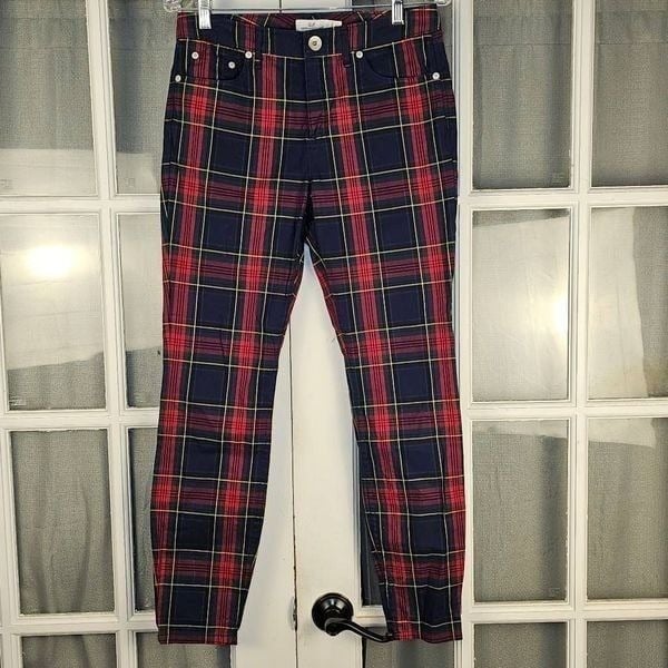 Vineyard Vines Womens Jolly Plaid Jamie High Rise 5 Pocket Pants 6