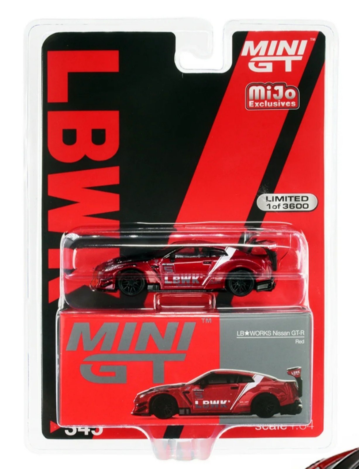 Mini GT 1:64 LB Works Nissan GT-R R35 Type 2, Rear Wing Ver. 3 – Red 'Very Rare'