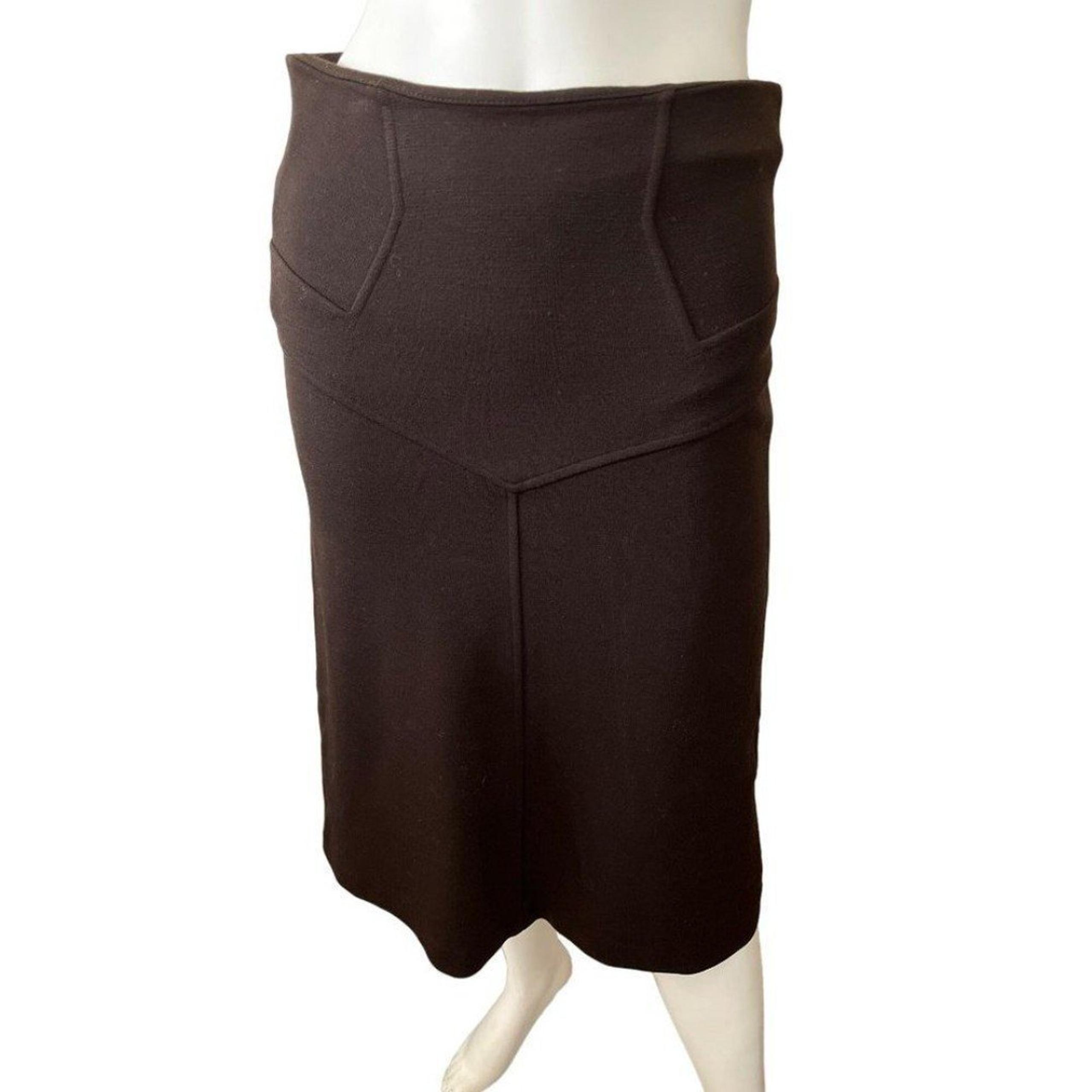 Diane Von Furstenberg brown stretch wool nylon spandex straight pencil skirt 4