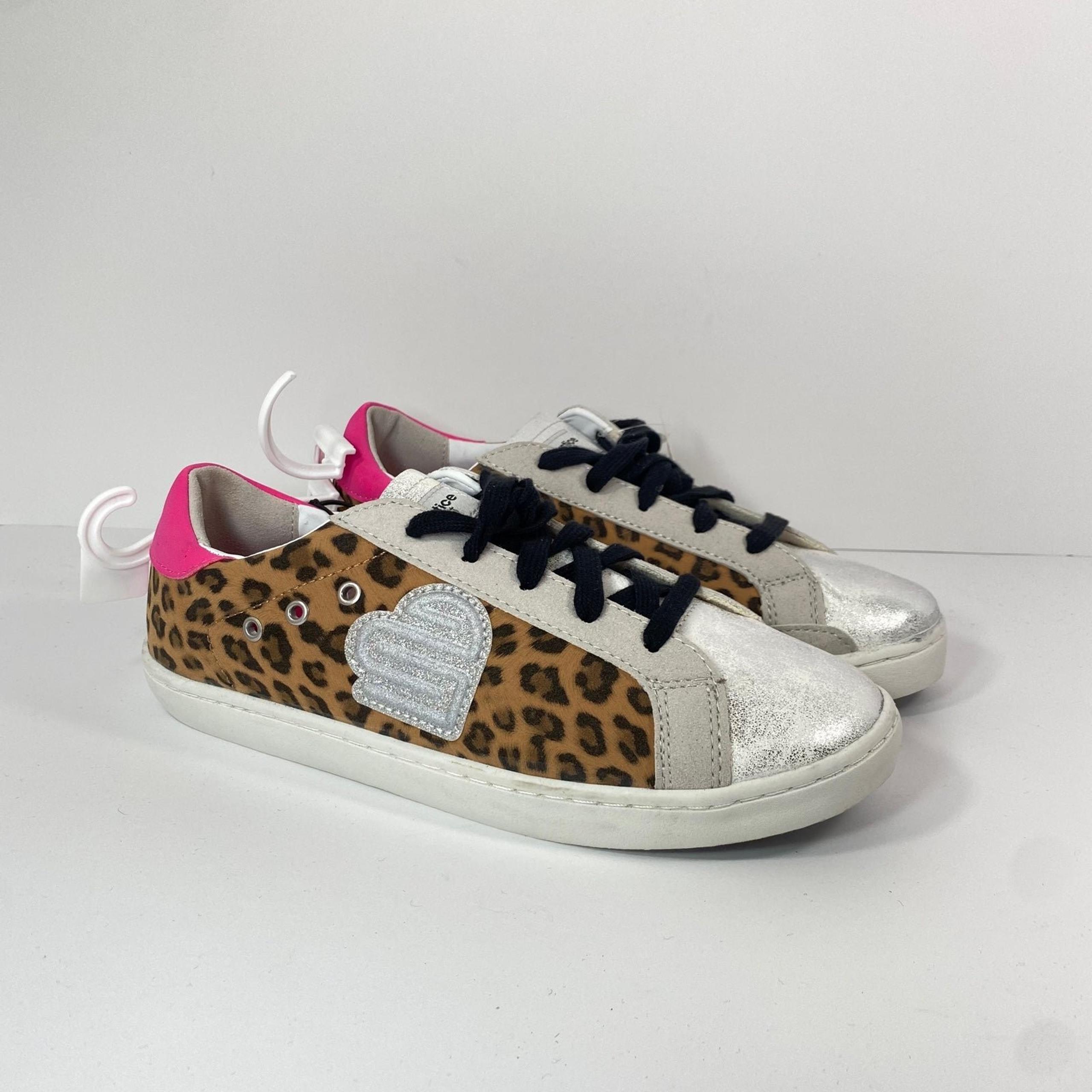 Justice Sport Youth Girls Womens Size 6 Shoes Animal Leopard Print Pink Silver.