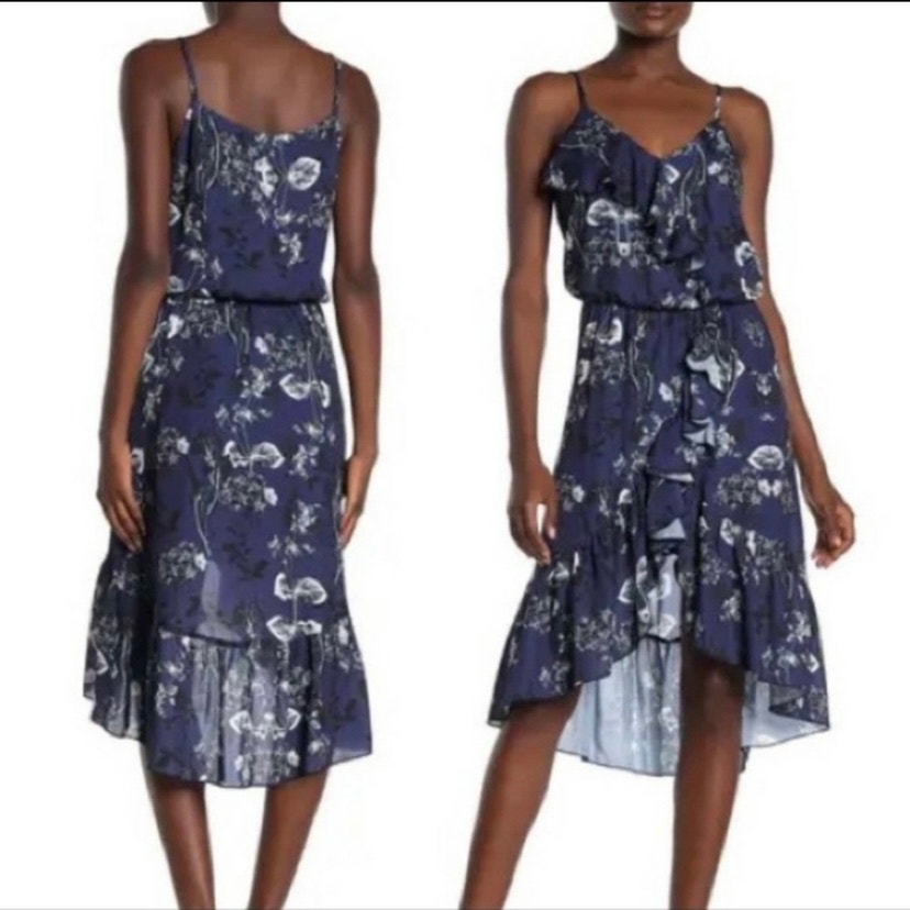 Parker Wrap Ruffled Dress Navy Paradise