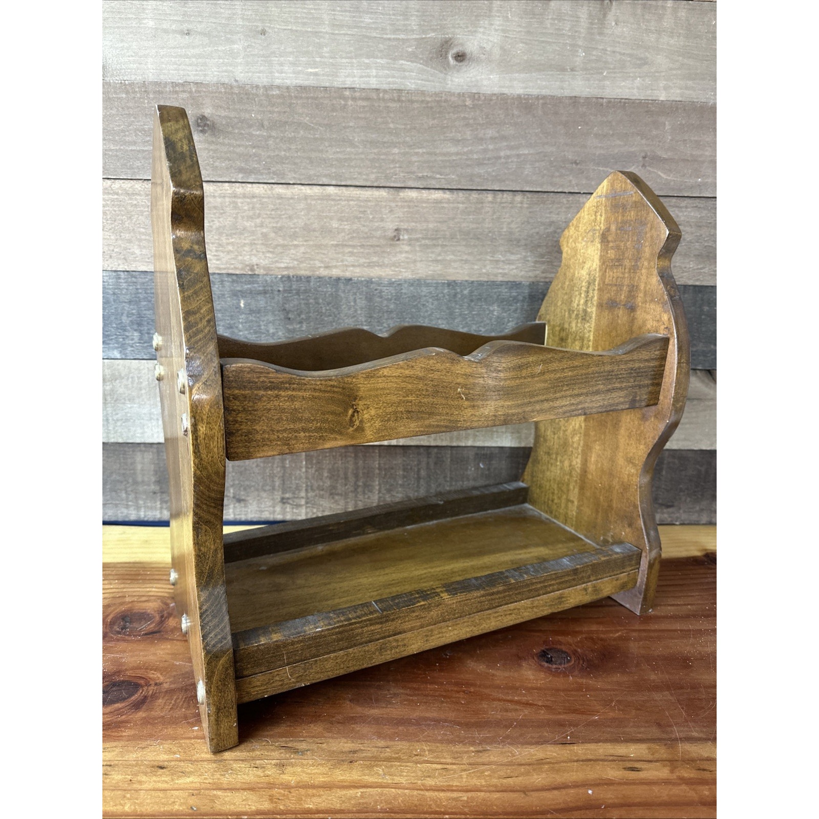 Vintage Handmade Rustic Wooden Magazine Holder