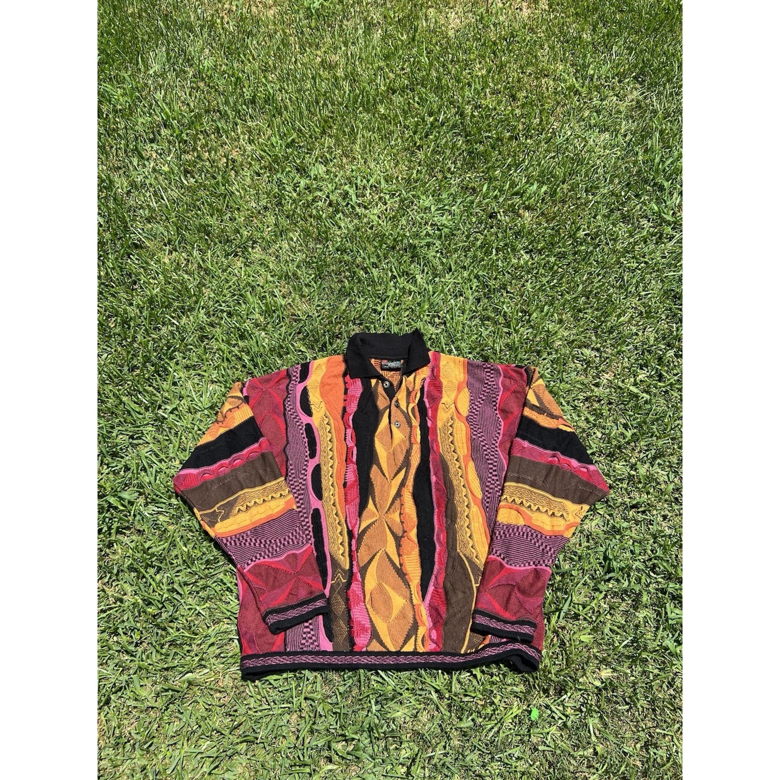 Vintage Bergati Sweater Mens 2XL Multicolor Coogi Style 3D Knit Pullover