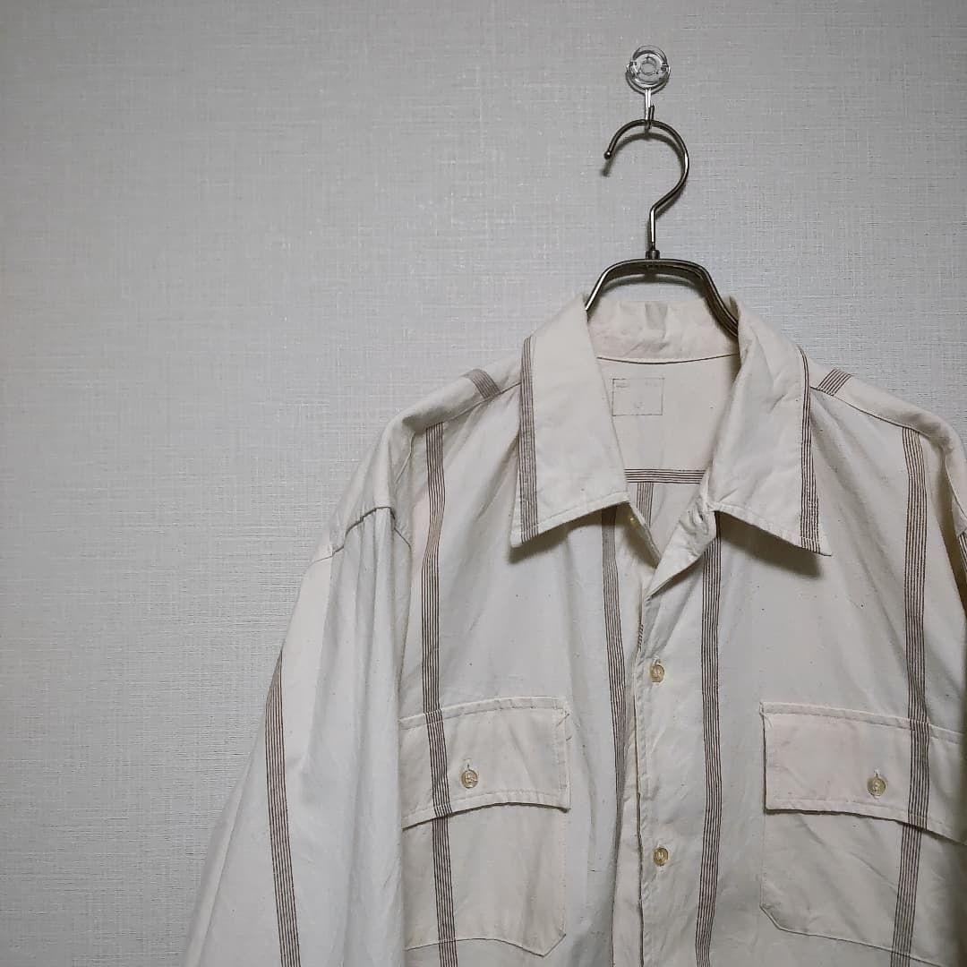 60s-70s Italian Army Prisoner Setup Shirt and Shorts, Nep Fabric
