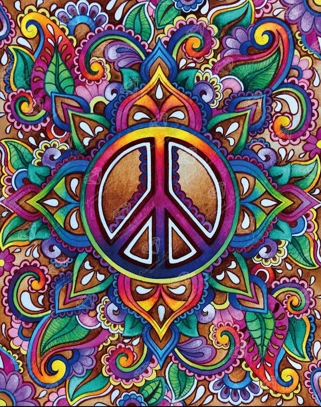 Diamond Art Club Peace Love Paisley