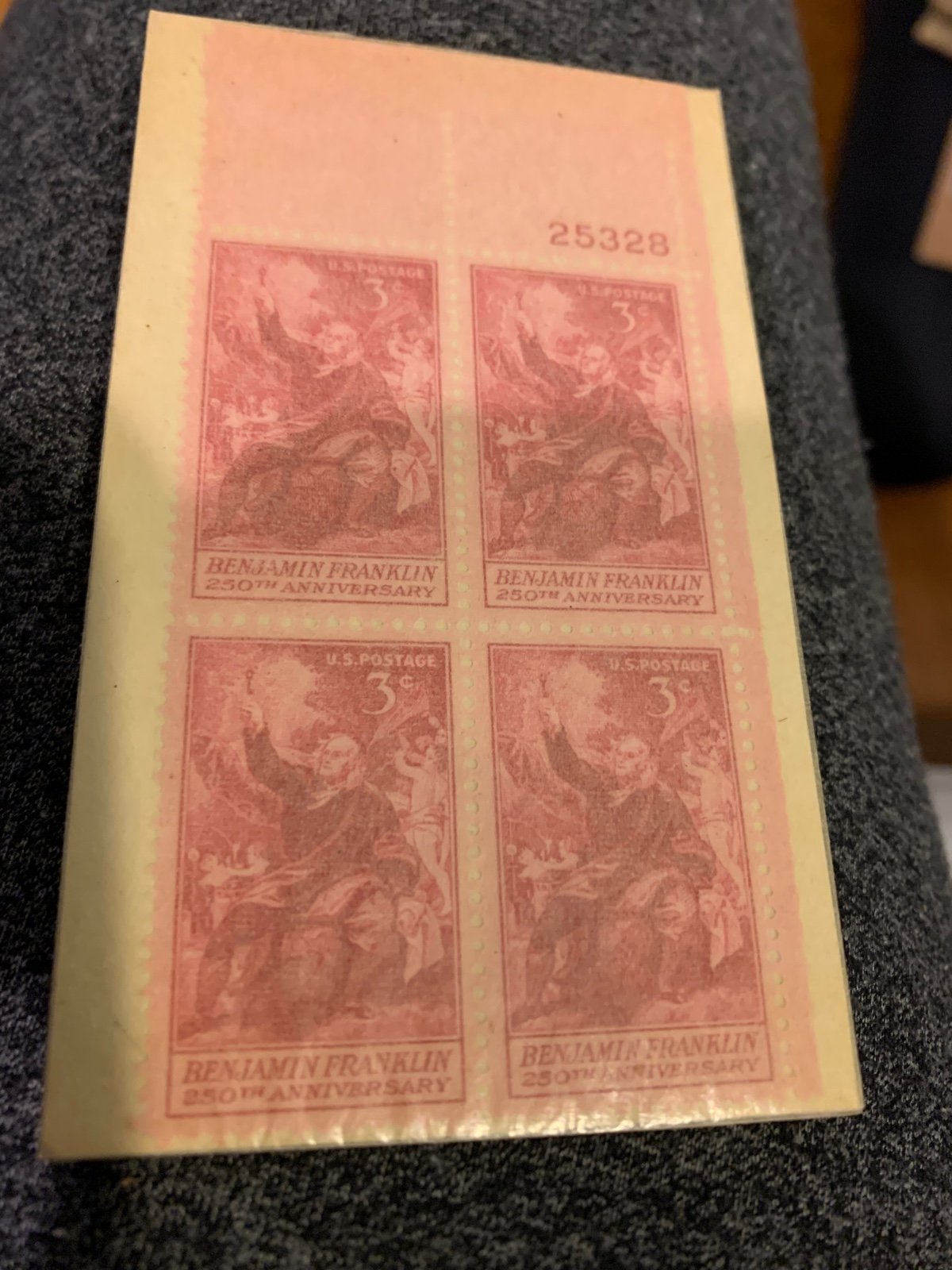 Benjamin Franklin 3 Cent stamp mint condition not canceled set of Four