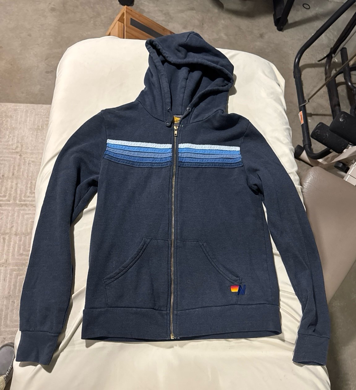 Aviator Nation 5 stripe zip up hoodie medium