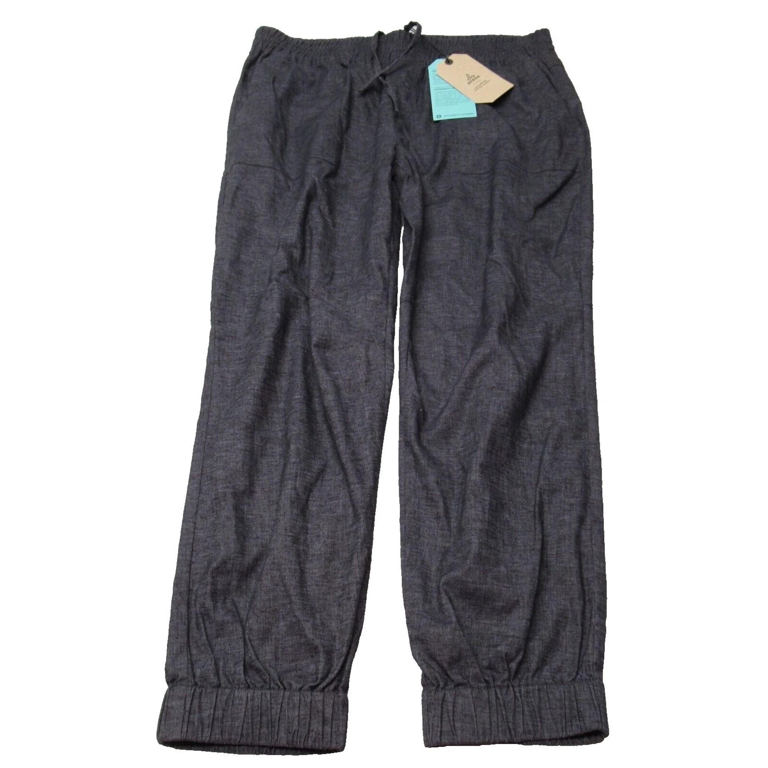 Prana Mantra Jogger Womens Large Coal Ankle Hemp Blend Pull On 34x25 $89 NEW