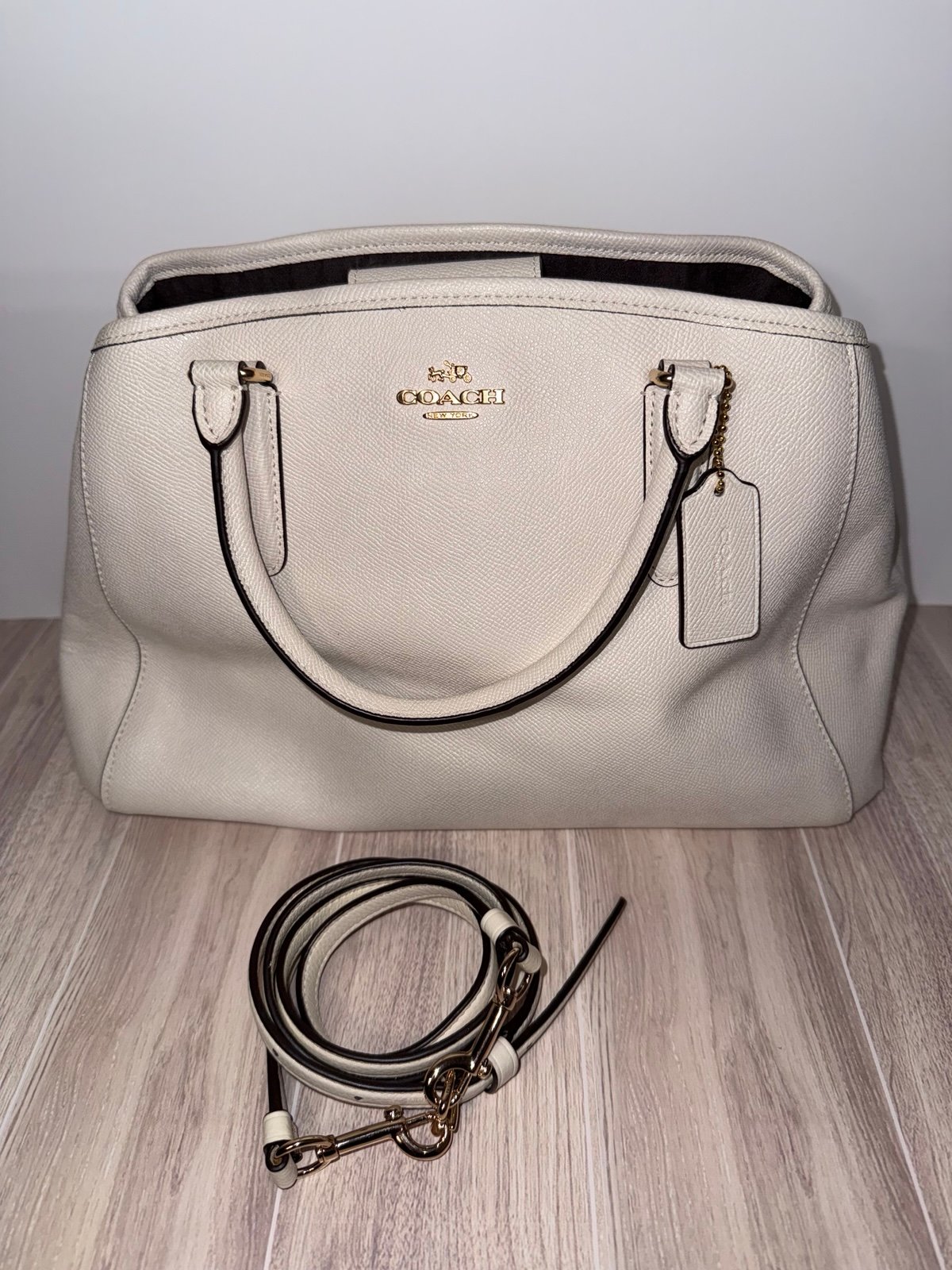 Coach Margot Carryall F57527 Chalk Leather Satchel