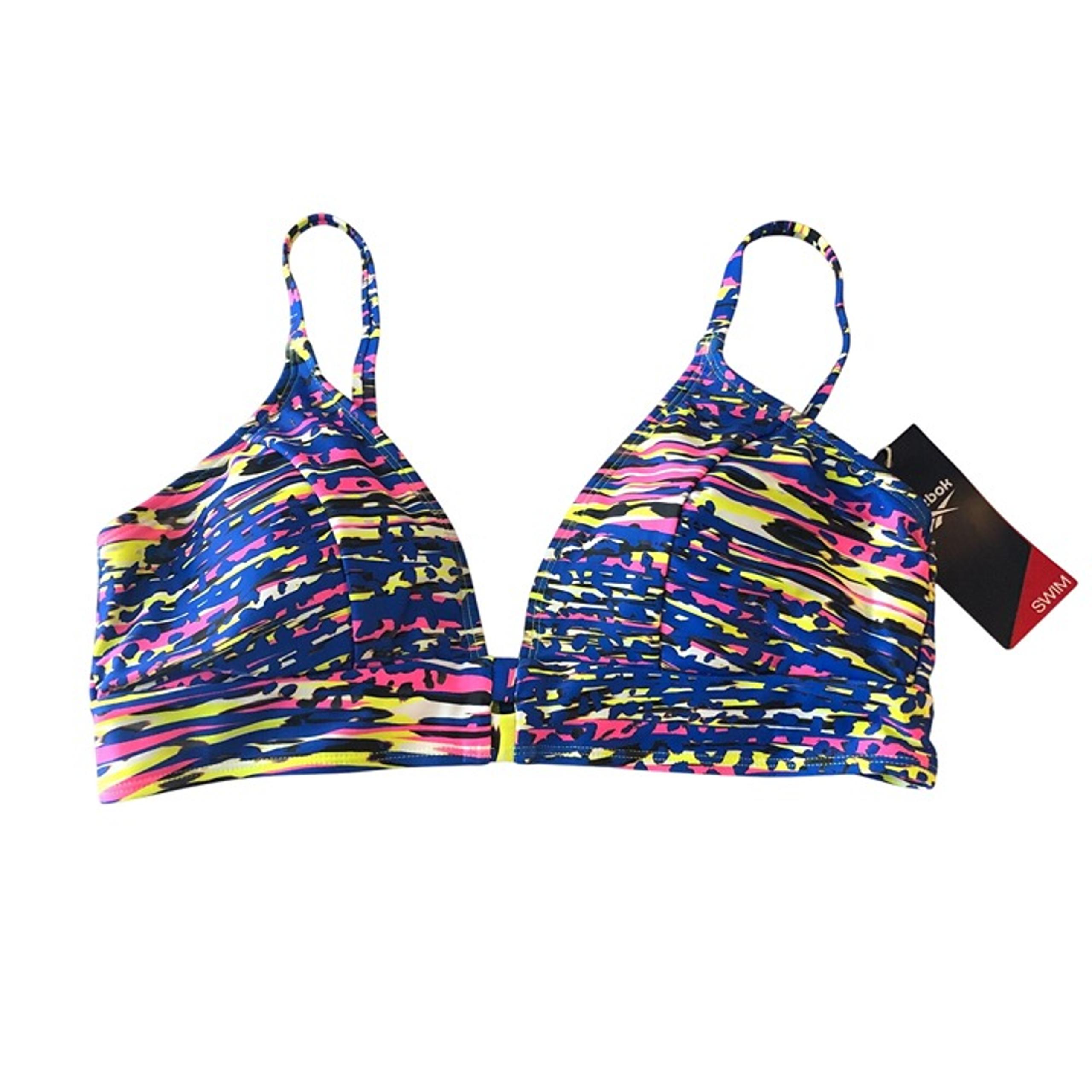 Reebok Bikini Top Removable Cups Triangle Colorful Blue Yellow Pink XL